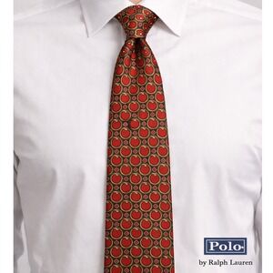 Vintage Polo By Ralph Lauren Tie Mens Classic Red Silk Equestrian Made in USA